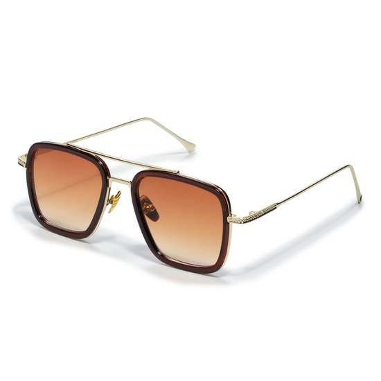 Freaky Glasses - Zonnebril classic - Festivalbril - Bril - Feest - Glasses - Heren - Dames - Unisex - Kunststof - bruin - goud van Freaky Glasses — afbeelding 2