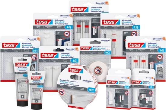 Tesa - 77772 - Clou adhésif pour papier peint et plâtre - jusqu'à 0.5kg - 13mm - transparent - 2 pièces