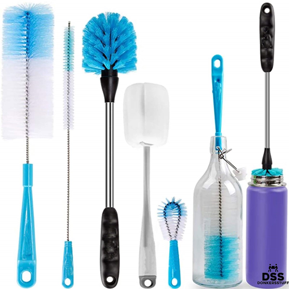 Goedkoopste Flessenborstel - Flessenrager - Schoonmaakborstel - Flessenreiniger - 5 stuks - Kras- en BPA vrij - Geschikt voor alle oppervlakken