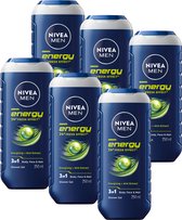 NIVEA MEN Energy Douchegel - 3-in-1 Shower Gel Met Mintextract - Shampoo - Voordeelverpakking - 6 x 250 ml