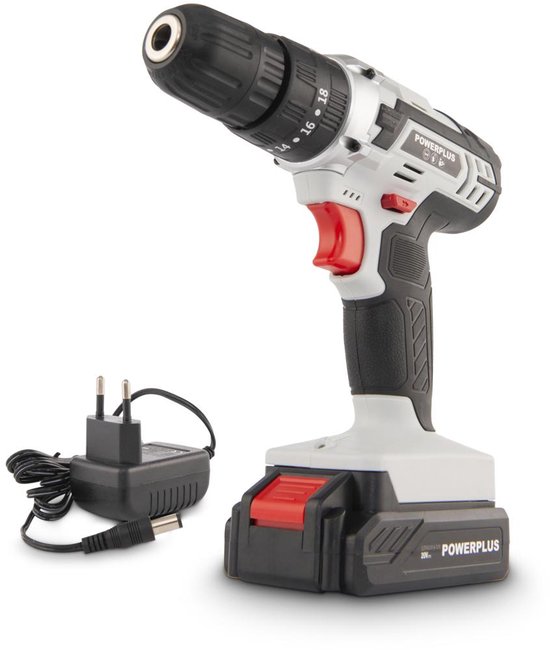Powerplus Accu klopboormachine POWC1080 - 20V - Variabele snelheid - Incl. 1 x 2.0Ah accu en lader - Boormachine voor beton, hout en staal