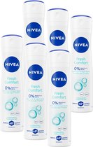 NIVEA Fresh Comfort Deodorant Spray - 48u bescherming - Voordeelverpakking - 6 x 150 ml