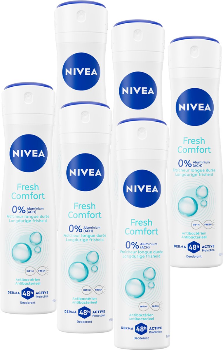 Goedkoopste NIVEA Fresh Comfort - Deodorant Spray - Aluminium free - 6 x 150 ml