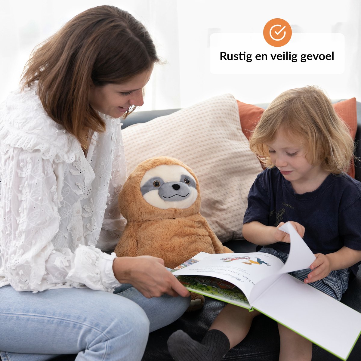 Verzwaringsknuffel Luiaard 2,3 KG - Weighted Stuffed Animal Sloth - Verzwaringsknuffel Volwassenen -Verzwarings Knuffel - Antistress Knuffel - Verzwaringsknuffel Kind Therapeutisch Speelgoed, Machinewasbaar - Stressverlichting en Focus — afbeelding 3