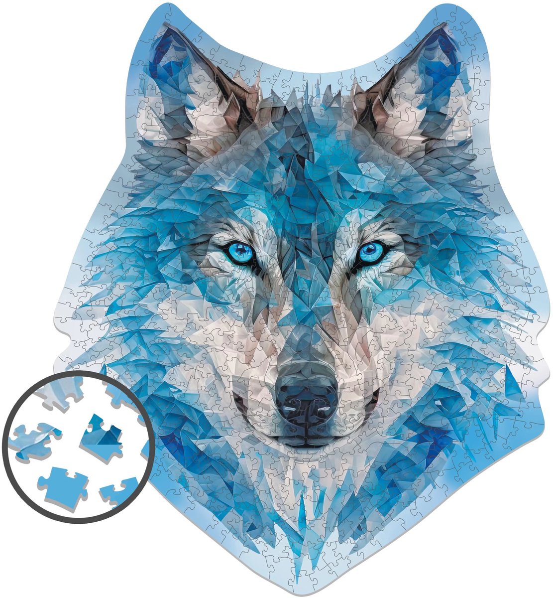 Milliwood - AG516 Houten Puzzel XXL Wilde Wolf | 3D Puzzels bouwpakket | Hobby Speelgoed voor kinderen & volwassenen | Wanddecoratie Woonkamer | 500 stukjes Ø45cm | In luxe geschenkdoos