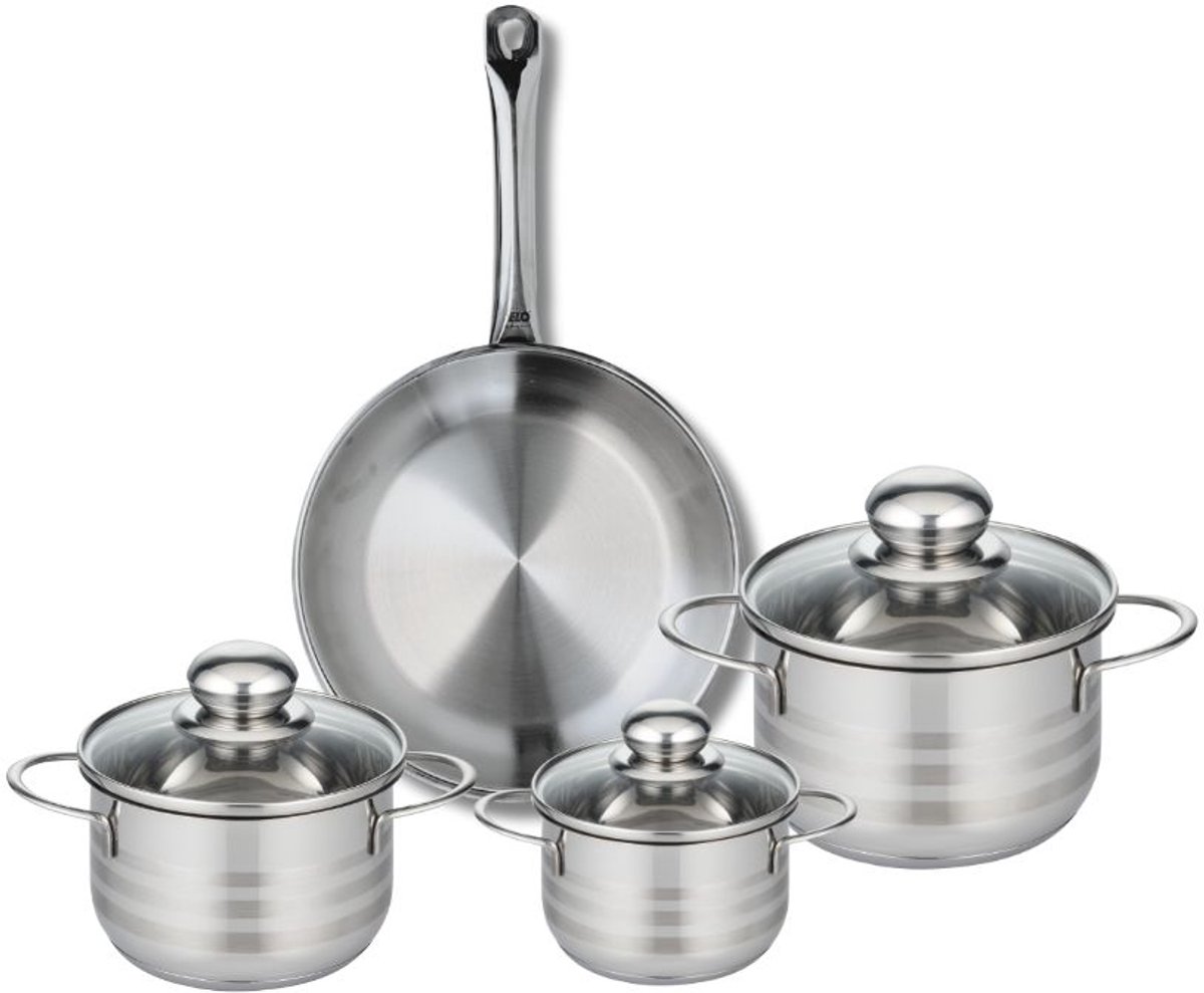 Set van 1 Koekenpan 24 cm en 3 kookpotten 12, 14 en 16 cm Elo Profi Brillant