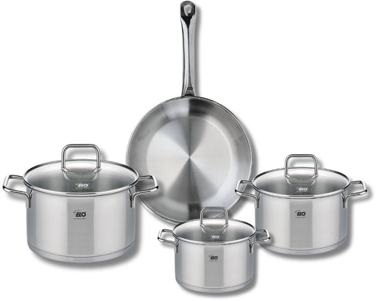 Set van 1 Koekenpan 24 cm en 3 kookpotten 14, 16 en 20 cm Elo Profi Citrin