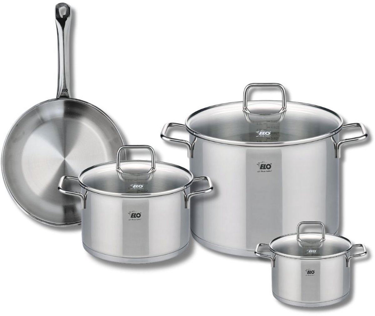 Set van 1 Koekenpan 24 cm en 3 kookpotten 14, 20 en 26 cm Elo Profi Citrin