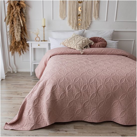 ROOM99 Feel Elegante Tagesdecke in Puderrosa 170 x 210 cm Vielseitige Wohndecke Bettüberwurf