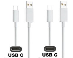 2 stuks OneOne 0,9m USB C kabel. Stevige laadkabel. Oplaadkabel snoer past op Universeel Bang & Olufsen, Blackview, Beats, Boox (ONYX), Canon, DJI, Fuji FujiFilm, Gigaset, GoPro, Corsair, JBL, Stratus