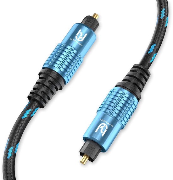 EMK Optische kabel, Digitale optische audiokabel Toslink kabels Vergulde nylon gevlochten mannelijk naar mannelijk optische kabel voor Soundbar, TV, DAC, luidspreker (Blauw, 3 Meter