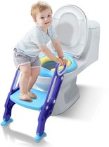 Aufun Toiletbril voor kinderen, met verstelbare trap, inklapbare