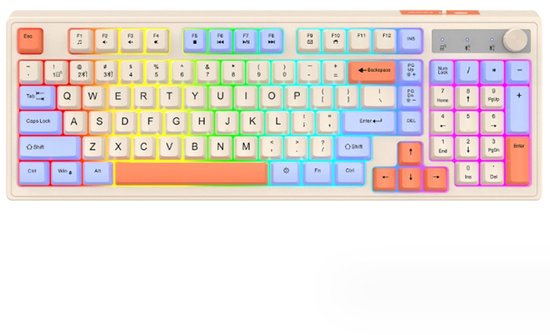 NAXSIR Draadloos Mechanisch Gaming Toetsenbord - Dual Mode (Bluetooth + 2.4G) met RGB Achtergrondverlichting - Geschikt voor PC, Mac & Gaming - Snelle Respons & Klikbare Switches