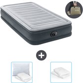Matelas gonflable Intex - 1 personne - 99 x 191 x 33 cm - Grijs - Pompe incluse - Oreiller et protège-oreiller