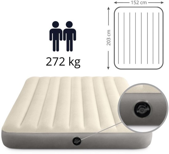 Intex Luchtbed - 2-Persoons - 152 x 203 x 25 cm - Beige - Inclusief en Hoeslaken van Intex — afbeelding 5