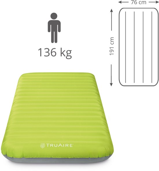 Intex Campingmat - 1-Persoons - 76 x 191 x 17 cm - Groen - Inclusief pomp en Hoeslaken van Merkloos — afbeelding 3