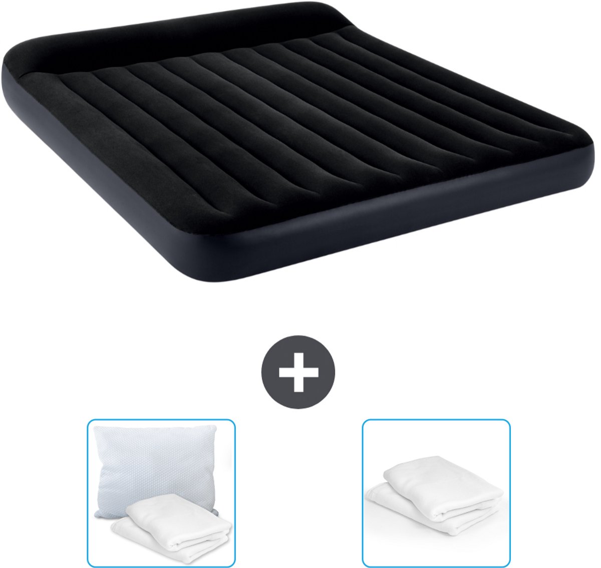 Intex Luchtbed - 2-Persoons - 183 x 203 x 25 cm - Donkerblauw - Inclusief Kussen en Kussenbeschermer