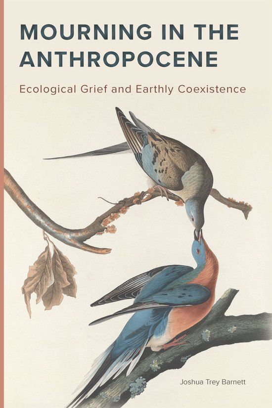 Couverture du livre 'Mourning in the Anthropocene' avec deux colombes sur une branche. Texte : 'MOURNING IN THE ANTHROPOCENE' et 'Ecological Grief and Earthly Coexistence'.