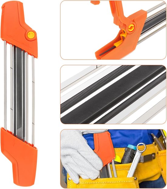 slijpset - 2 in 1 kettingzaag slijper - Eenvoudige vijl - Slijper - Kettingzaagketting slijper - Vijl - Snel slijpen - Geschikt voor kettingzaag stenen sieraden - Oranje - Geschikt voor zaagketting met een diameter van 4,0 mm van Maronad. — afbeelding 4