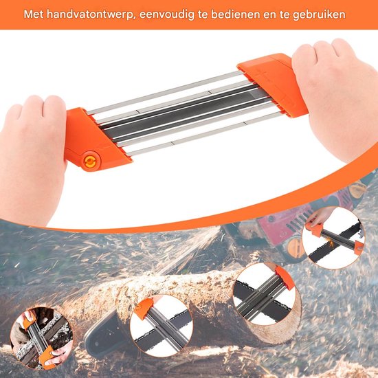 slijpset - 2 in 1 kettingzaag slijper - Eenvoudige vijl - Slijper - Kettingzaagketting slijper - Vijl - Snel slijpen - Geschikt voor kettingzaag stenen sieraden - Oranje - Geschikt voor zaagketting met een diameter van 4,0 mm van Maronad. — afbeelding 5