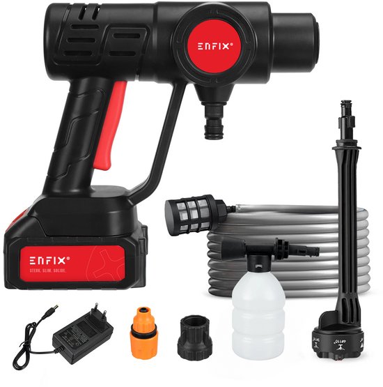 Hogedrukreiniger Accu Hogedrukspuit – Hogedrukreiniger Auto Terrasreiniger of Draadloze Hogedrukreiniger – 30 bar – incl. 21V 15000 mAh accu + acculader