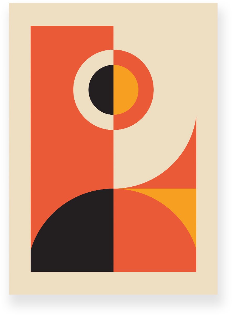 Yisual Aluminium plaat 20x30 cm - Poster - Abstract Design - Beige - Oranje - Zwart - Abstract - Vintage - Muurdecoratie - Wanddecoratie
