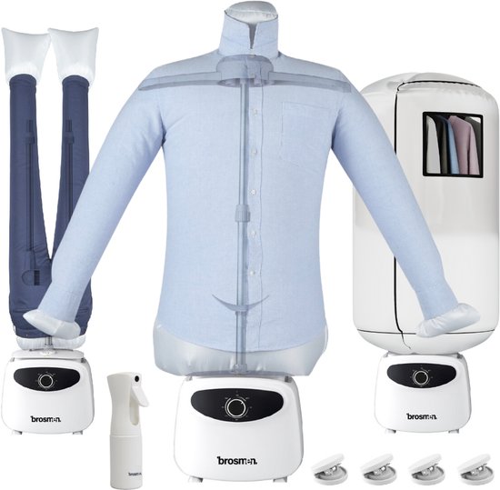 Heimer Smooth Air - Strijkpop voor hemden en broeken - Strijkmachine - Strijkdroger - Strijksysteem - Strijkijzer - Wasdroger - Inclusief Spray Fles & Droogzak