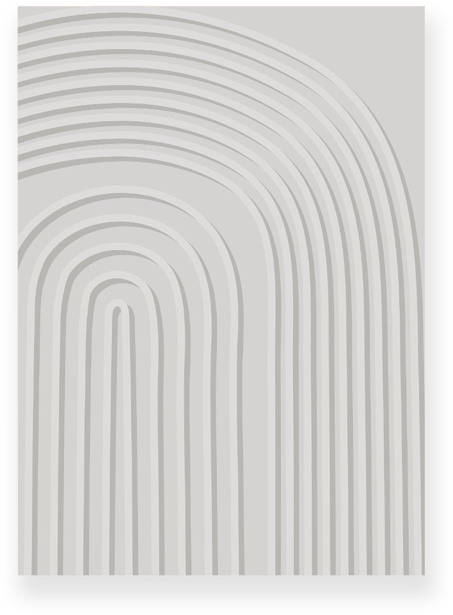 Yisual Aluminium plaat 30x40 cm - Poster - Organische lijnen - Grijs - Minimalistisch - Japandi - Muurdecoratie - Wanddecoratie