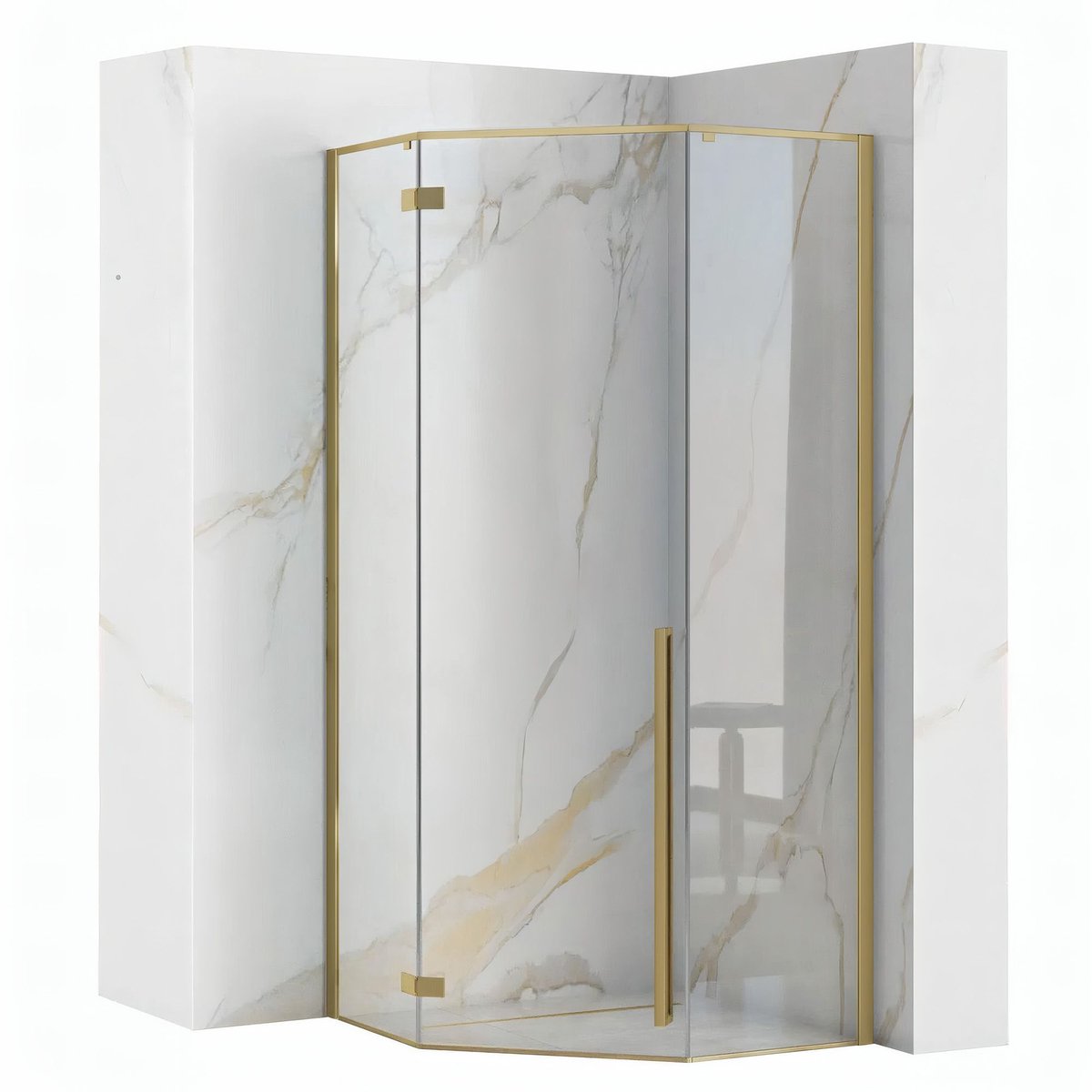 Rea Diamond 90X90 - 200 Cm - Douchecabine - Vierkant - Geborsteld Goud