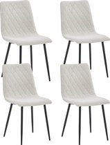 Colenis® - Chaise de salle à manger Elise - Lot de 4 - Blanc cassé - Tissu en lin - Style industriel