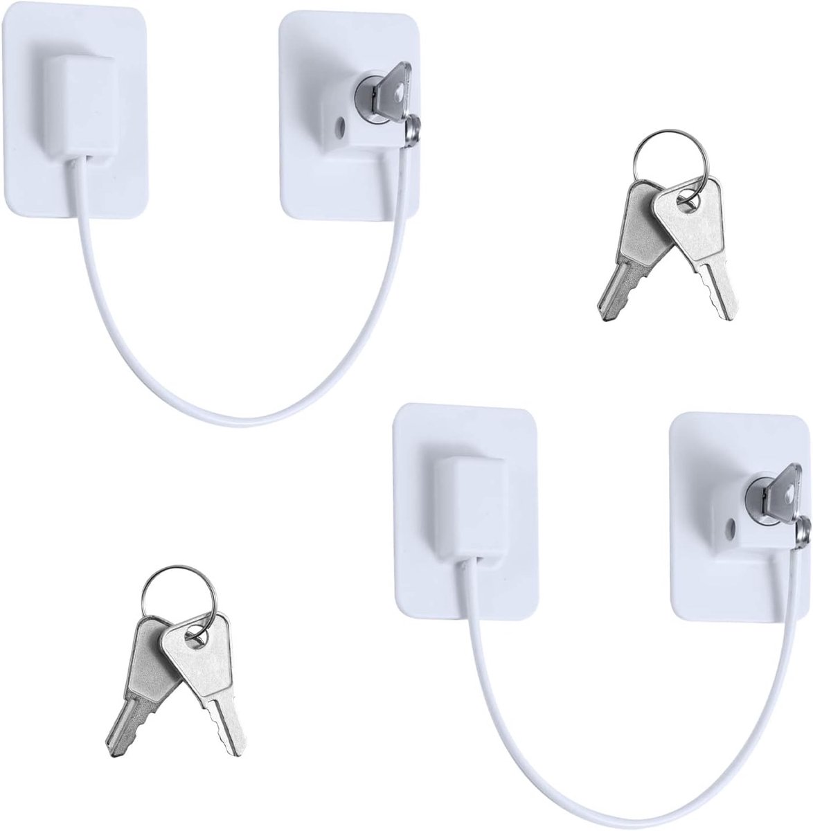 Image of 2 stuks kindersloten voor ramen - kindersloten voor ramen - sterk klevend koelkastslot voor het vergrendelen van deuren - kasten - kledingkasten - lades en wasmachines - Kinderslot kastjes - Zelfklevend kinderslot - Dubbel op slot - Kinderslot op maa