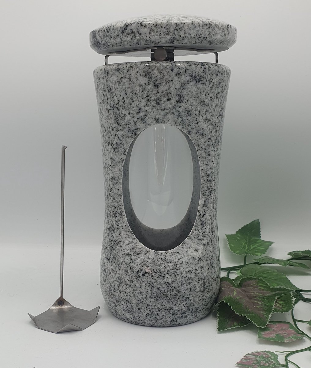 Lantaren LRS - Graniet - Wiskont - Glas - RVS sluiting - Grafkaars - Graflicht - Graflantaarn - Incl Led