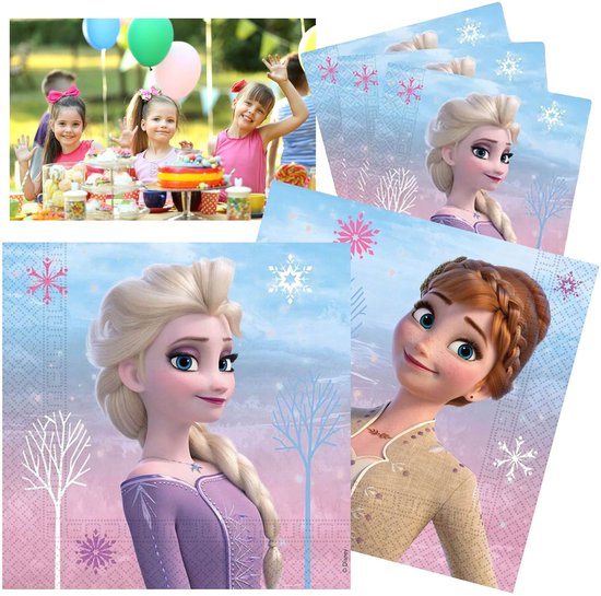 DISNEY Frozen TWEE-LAAGS papieren servetten, verjaardag, VOOR FEEST 33x33cm - 20 stuks
