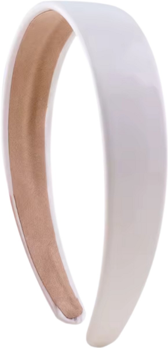 Haarband -Leer -wit -glans -2 cm- Charme Bijoux
