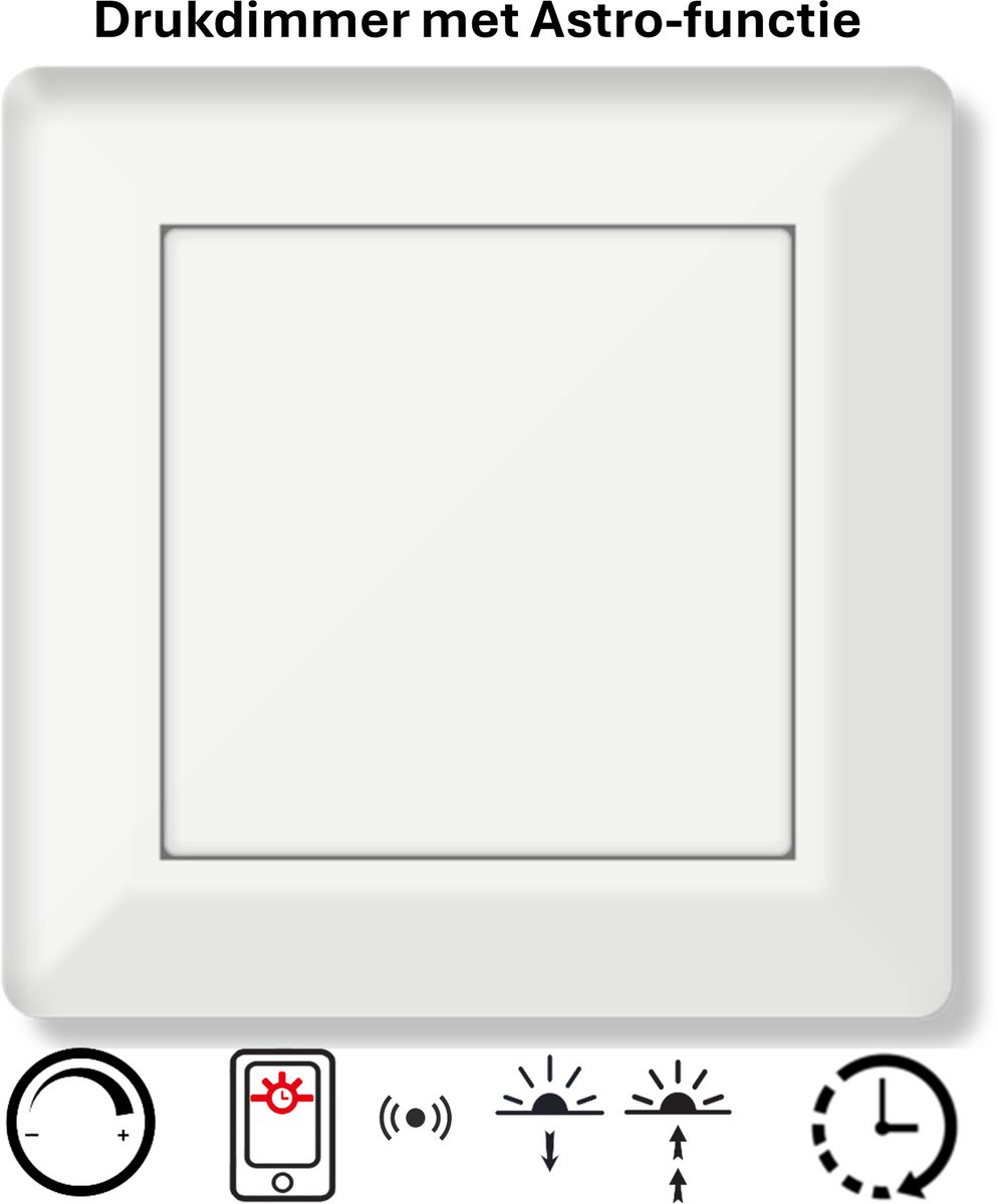 Freelux Drukknop | Astro Tijdschakelaar | Bluetooth | Led Dimmer | 2-polig | 230VAC - 300VA/1,3A_2P | Zuiver wit glans