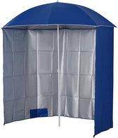 Bol.com Strandparasol met zijwand - Blauw - 22 x 22 m aanbieding