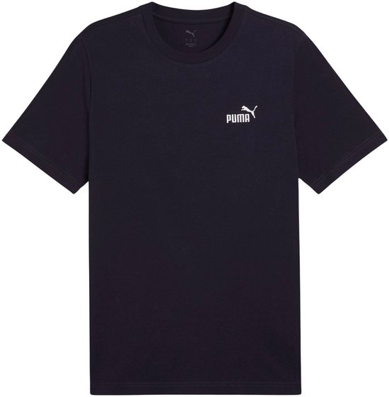Donkerblauwe PUMA T-shirt met klein wit PUMA-logo op de borst.