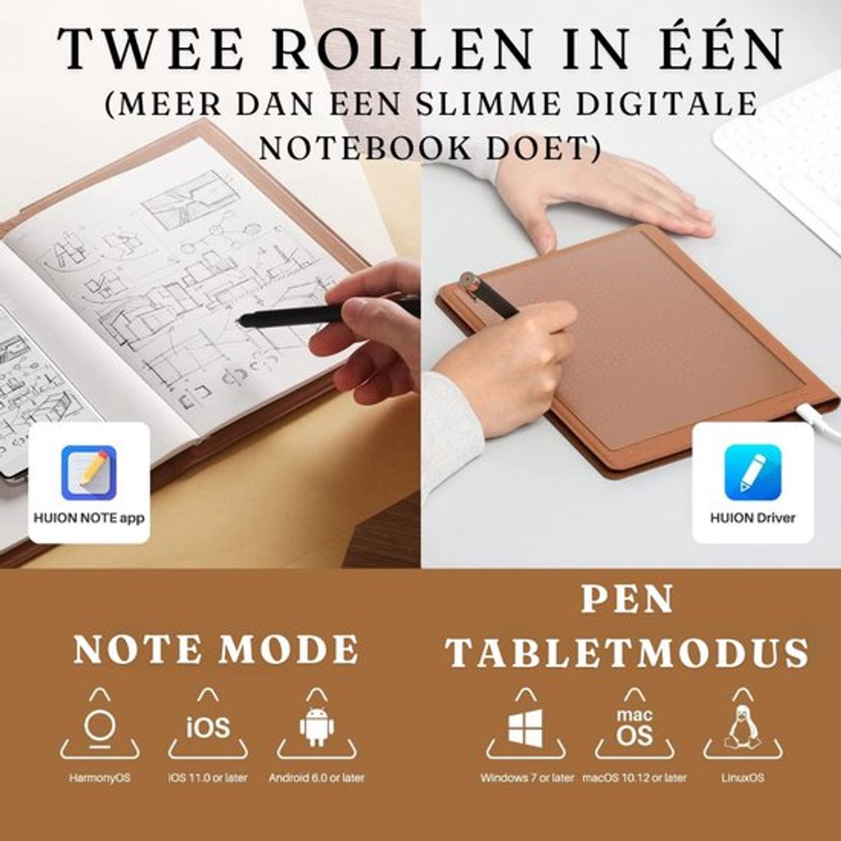 Luxe Digitaal Notitieblok – Remarkable – Writing Tablet met Bluetooth – Led Scherm – Inclusief Pen – Complete Set – Multifcuntioneel – Bruin — cadeau in Elektronica - foto 2