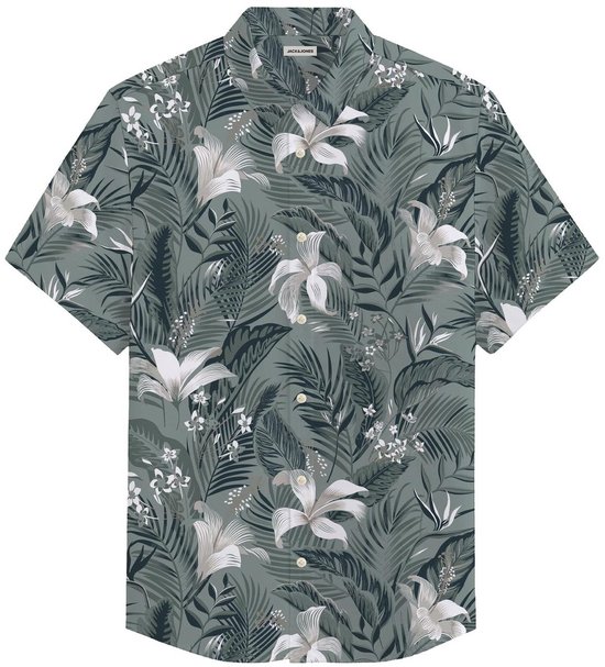 JACK&JONES JJHAWAII AOP SHIRT SS LN Heren Overhemd - Iceberg Green
