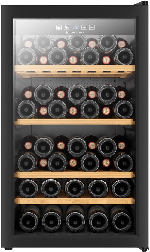 Climadiff CLS52B1 - Wijnkoelkast voor 52 flessen - Wijnklimaatkoelkast Vrijstaand - Wijnkoeler - Instelbaar tussen 5°C en 20°C - slechts 39dB