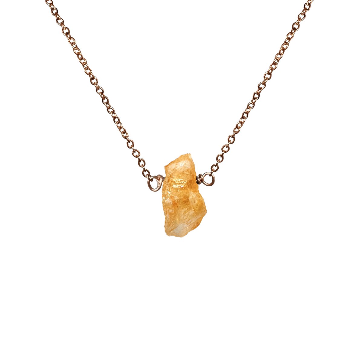 Citrien edelsteen ketting dames - Sieraden - Roestvrij staal ketting -Rose goudkleurige ketting - 45cm + 5cm - Perfecte cadeau voor je dierbaar