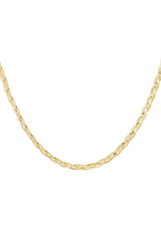 DJADEE Ketting Vlechtketting Goud 24 Karaat verguld, waterbestendig, hypoallergeen, 3, 4, 5 mm hoogglans gepolijst, 5 mm x 65 cm, Goud