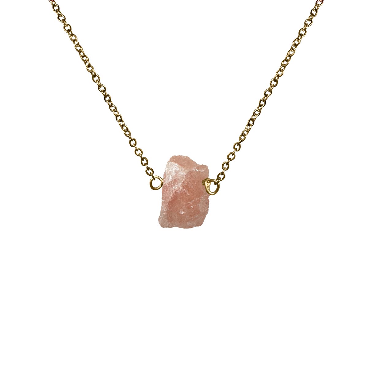 Rozenkwarts edelsteen ketting dames - Sieraden - Roestvrij staal ketting - Goudkleurige ketting - 45cm + 5cm - Perfecte cadeau voor je dierbaar