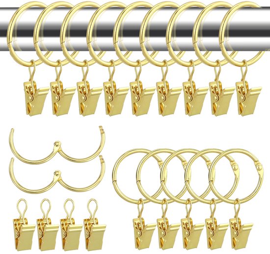 100 stuks roestvrije draperie mat roestvrij staal metalen gordijnringen met clips 1.5 inch draperie ringen, vintage zwart (1.5 inch binnendiameter
