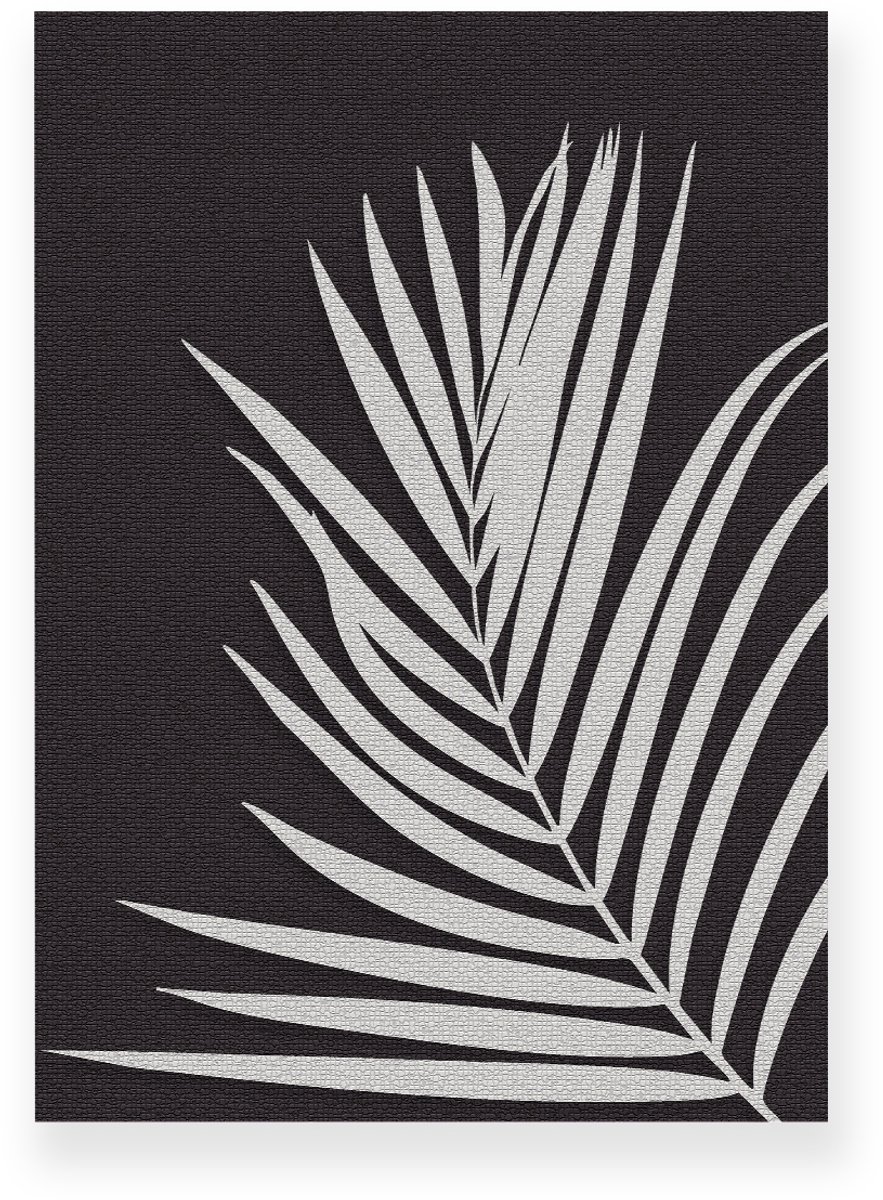 Yisual Aluminium plaat 20x30 cm - Poster - Palmblad - Canvas Look - Antraciet - Beige - Minimalistisch - Botanisch - Muurdecoratie - Wanddecoratie