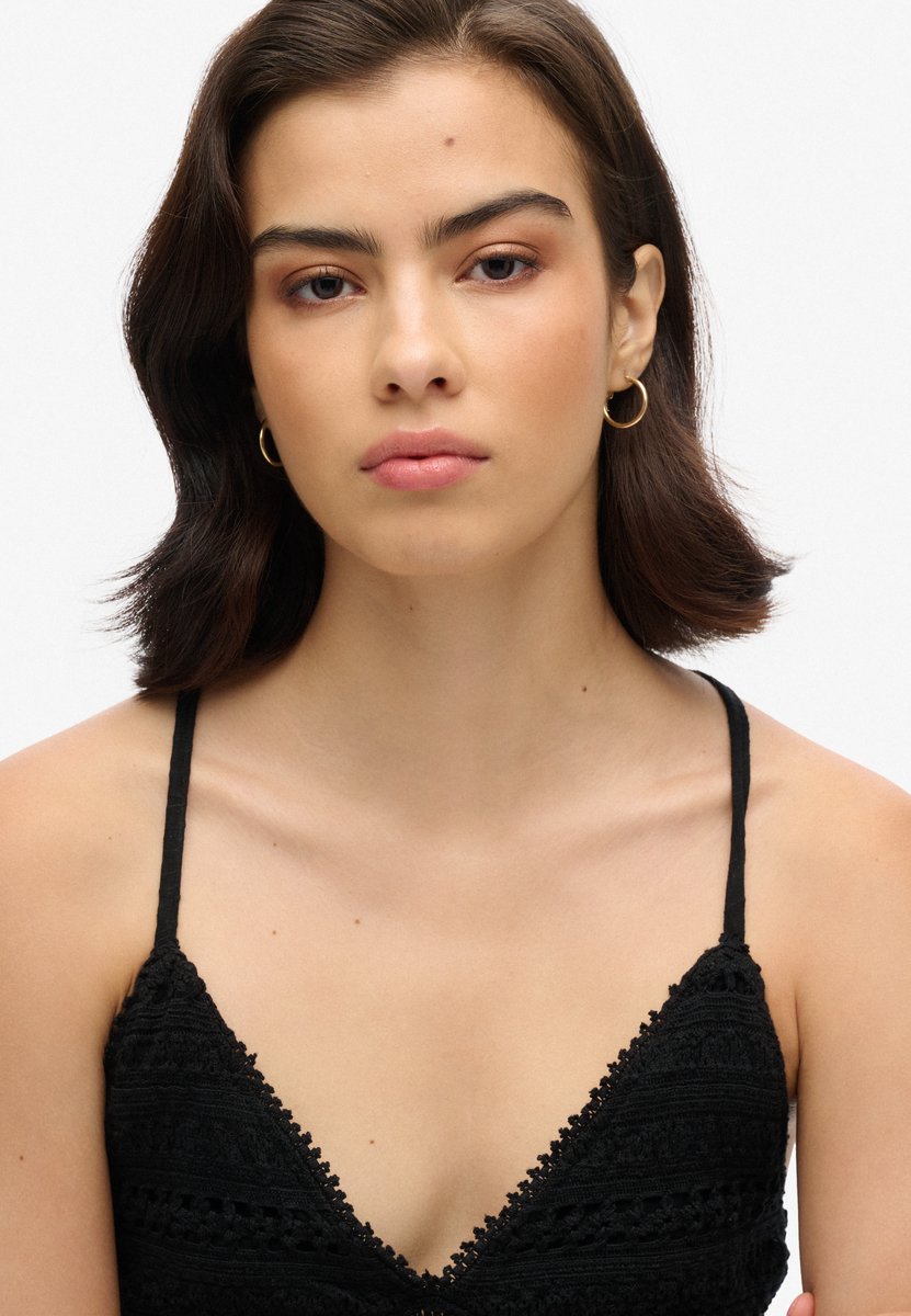 Superdry Jersey min-jurk met kanten details Dames Jurken Zwart