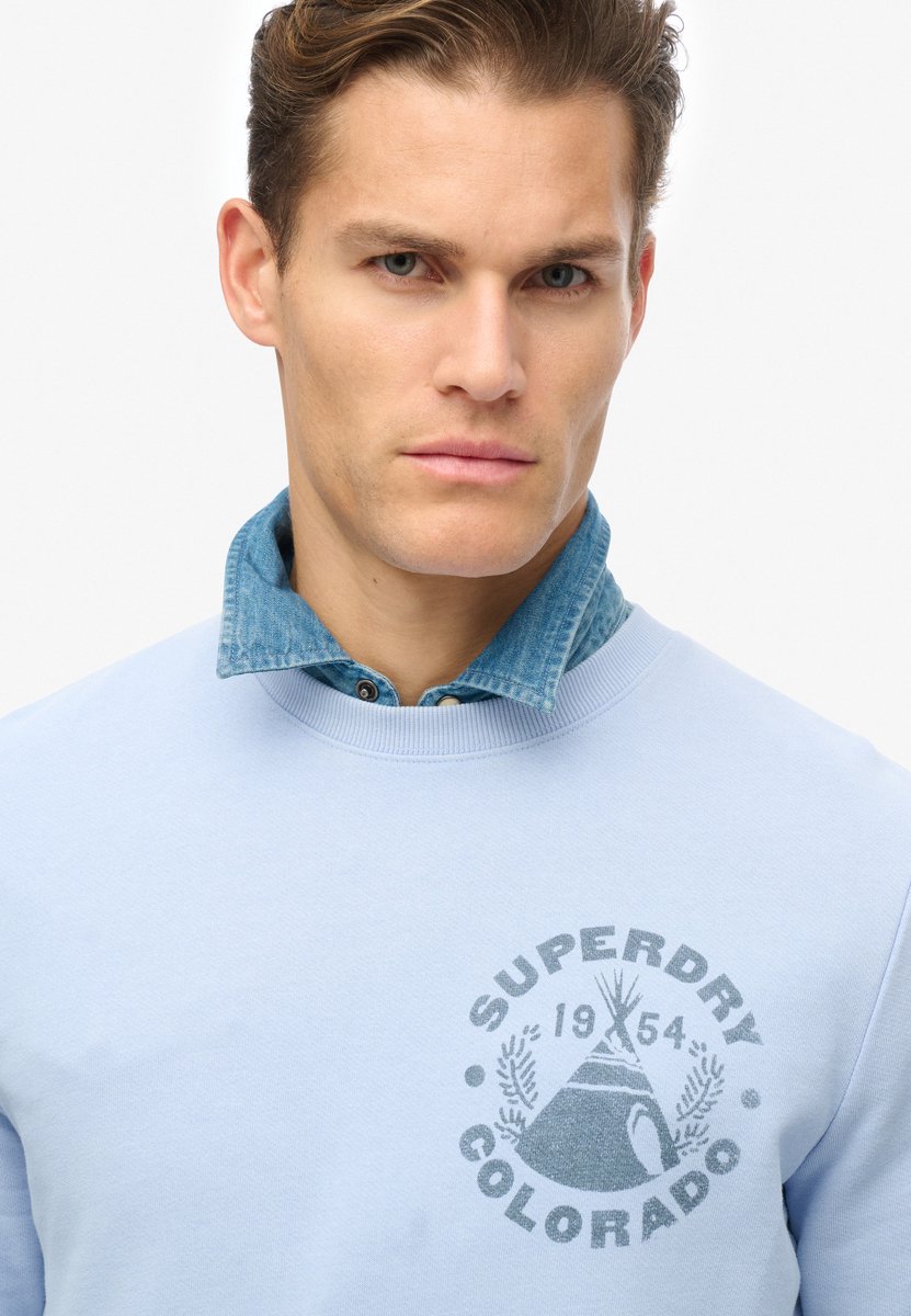 Superdry Lo-Fi Outdoor Mono Relaxed sweatshirt met ronde hals Heren Truien Blauw