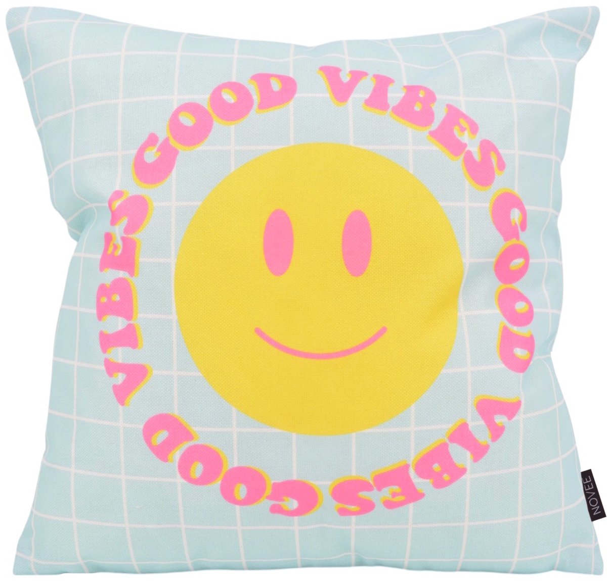 NOVÉE Good Vibes #2 Kussenhoes | Outdoor / Buiten Collectie | 45 x 45 cm | Katoen/Polyester blauw