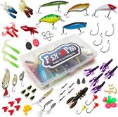 Fish-Xpro - Set d'accessoires pour poissons prédateurs 88 pièces - avec boîte de rangement - Twisters - Shads - Chevilles - Spinners - Cuillères - Têtes de gabarit - Matériel de pêche - Boîte à matériel