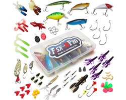Fish-Xpro - Roofvis accessoires set 88-Delig - incl. opbergdoos - Twisters - Shads - Pluggen - Spinners - Lepels - Jigkoppen - Vis spullen - Tacklebox